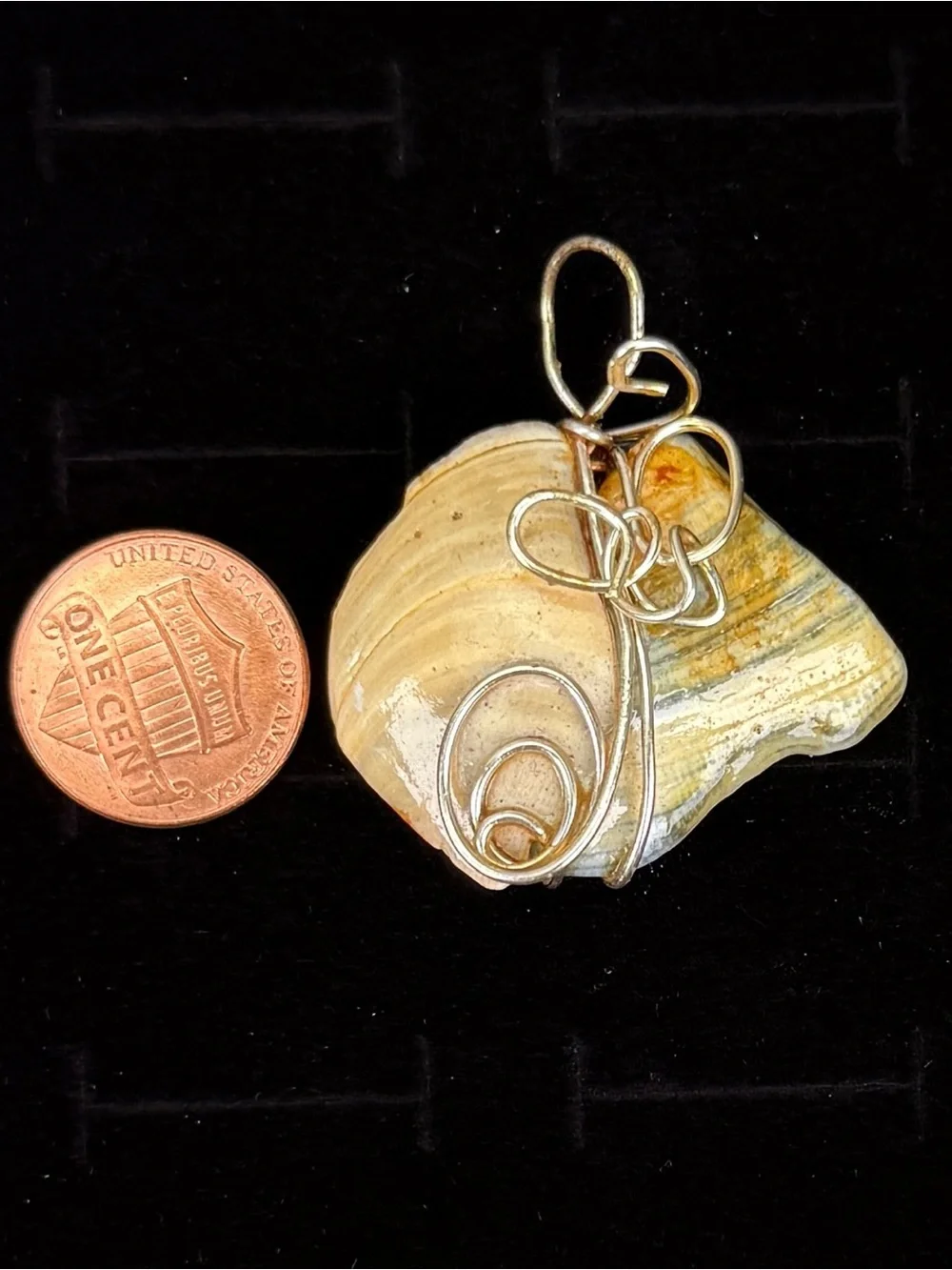 Artisan Goldtone Wire Wrapped Yellow Stone Accent Pendant